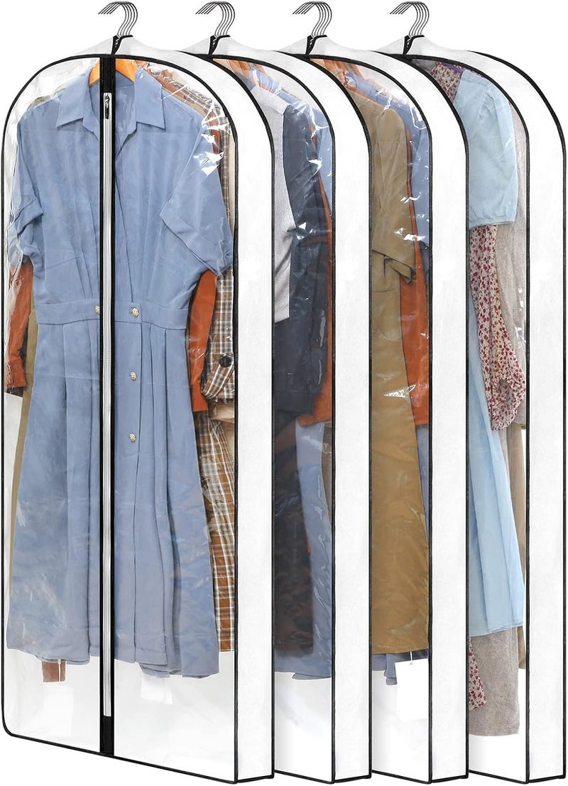 Perber 4 Pack - Dress Bags for Gowns Long W/ 4" Gussetes, 60'' Long Garment Bags for Gowns,Clear Garment Bags for Hanging Clothes, Dress Garment Bag for Storage and Travel - 24'' x 60'' - Image 1